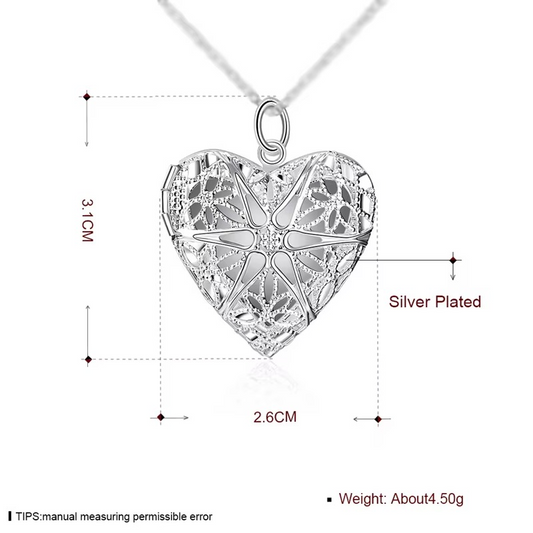 925 Silver Photo Frame Pendant Necklace – Keepsake Snake Chain Jewelry