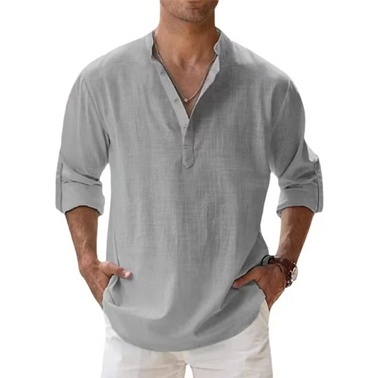 Men's Breezy Cotton-Linen Long Sleeve Shirt
