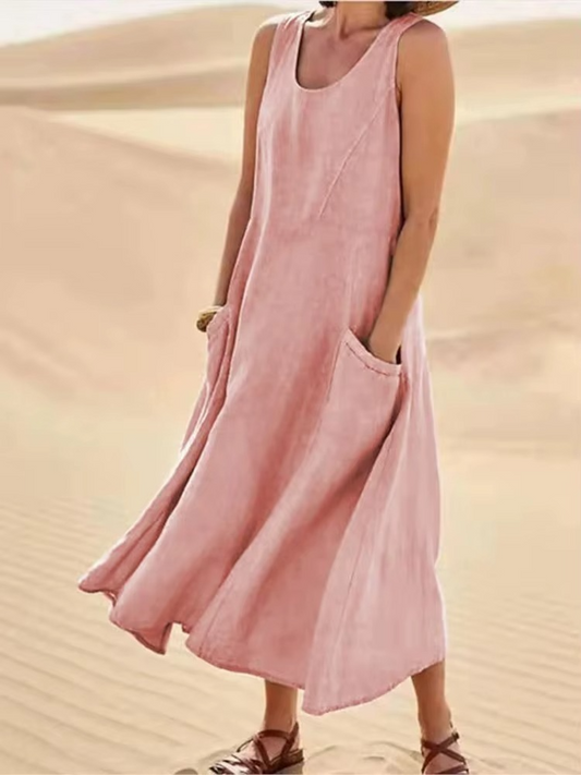 Sleeveless Cotton-Blend Dress – Lightweight & Casual Summer Style