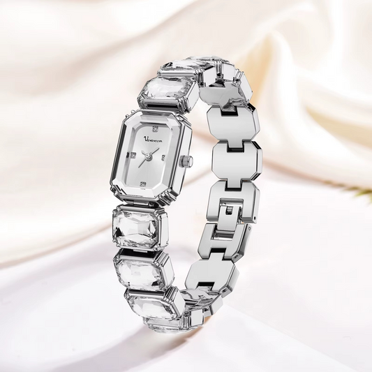 AURELIA™ Rose Gold Diamond Square Watch – Luxury Women’s Bracelet Timepiece