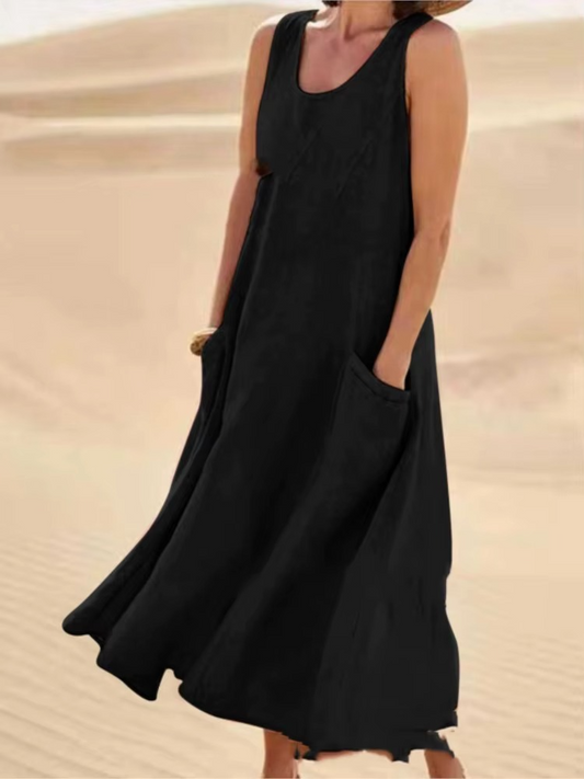 Sleeveless Cotton-Blend Dress – Lightweight & Casual Summer Style