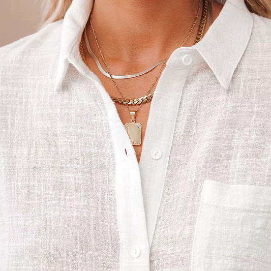 Cotton Linen Button-Up Summer Shirt for Women