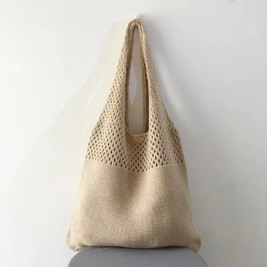 Retro Crochet Tote Bag – Women’s Knitted Hollow Top-Handle Shopper