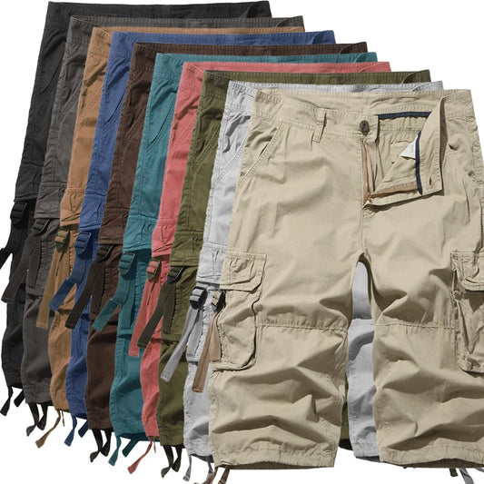 New style Cotton Below Knee Length  34 Long Shorts Mens Tactical Capri Pants Multi Pocket Summer Twill Work Cargo Pants Man