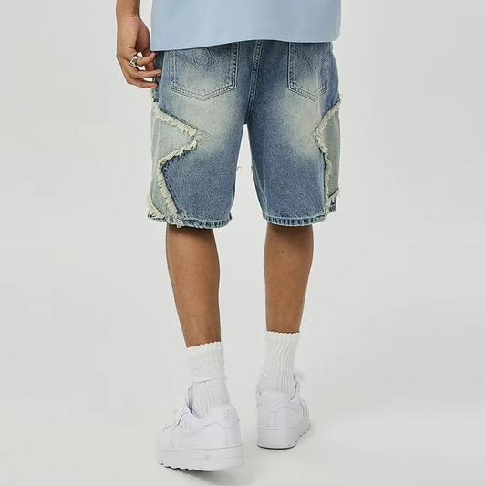 StarPatch Oversized Denim Shorts