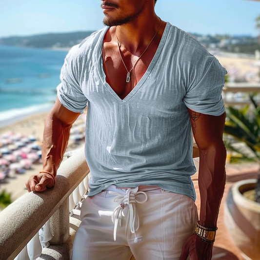 Men's Basic V-Neck Cotton Tee