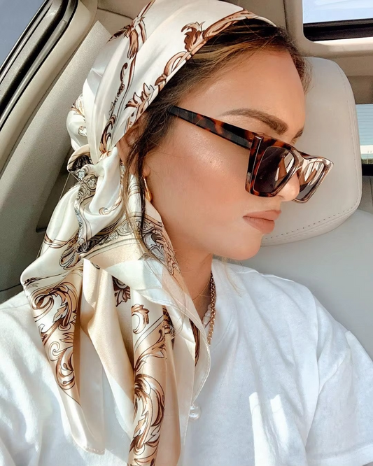 Luxury Silk Scarf for Women – 90×90cm Designer Head & Hair Wrap