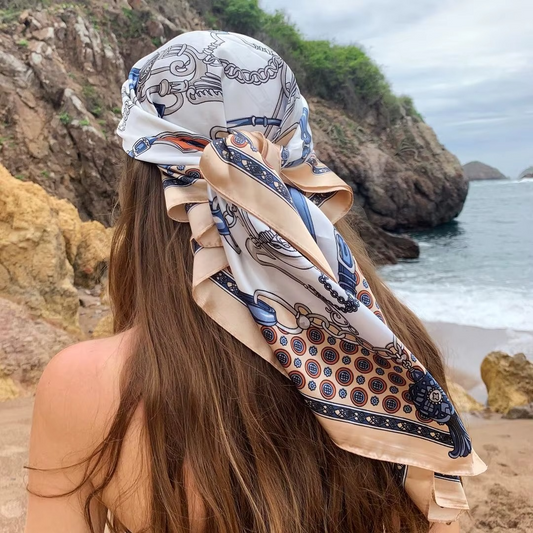 Luxury Silk Scarf for Women – 90×90cm Designer Head & Hair Wrap