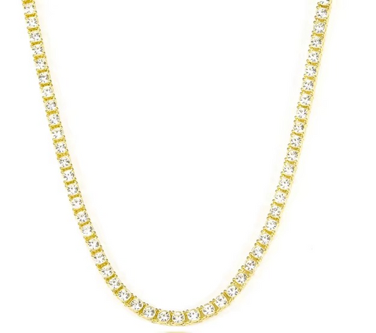 Iced Out Rhinestone Tennis Chain – Hip Hop Necklace & Bracelet Set