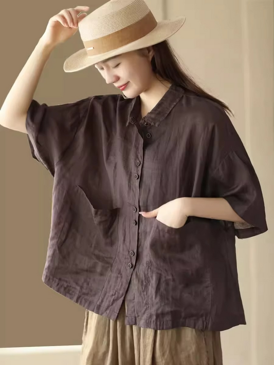 Retro Cotton Linen Summer Shirt for Women