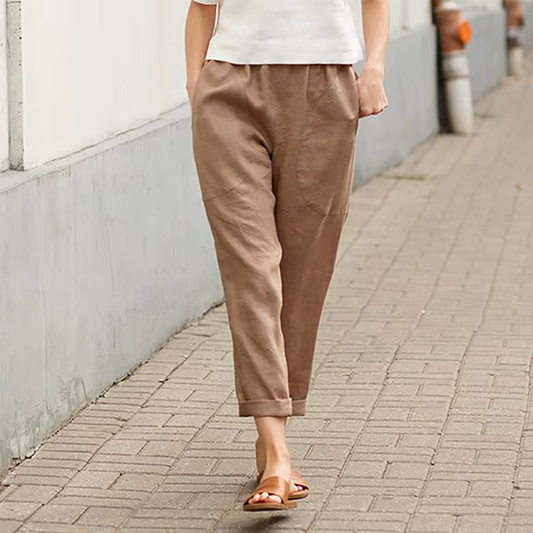 Plus Size Linen-Cotton Loose Pants – Comfortable Wide Leg Trousers