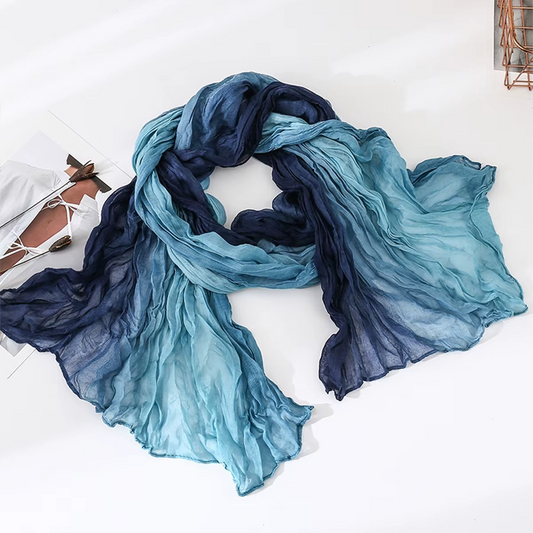 Women’s Gradient Linen Scarf – Lightweight Travel Shawl & Headscarf