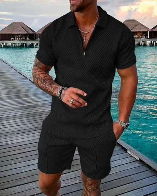 Men's Summer Knit Set – Casual Short Sleeve T-Shirt & Comfy Bottoms