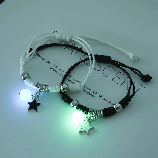 2PC Luminous Couple Bracelets – Matching Glow-in-the-Dark Charm Set