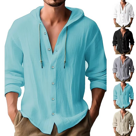 Men’s Lightweight Linen Hooded Shirt