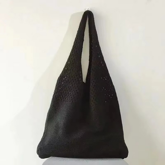 Retro Crochet Tote Bag – Women’s Knitted Hollow Top-Handle Shopper